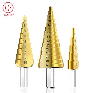 Профессиональное ступенчатое Коническое сверло OMY 4-122032 мм из быстрорежущей стали с треугольной ручкой и покрытием для резки металла