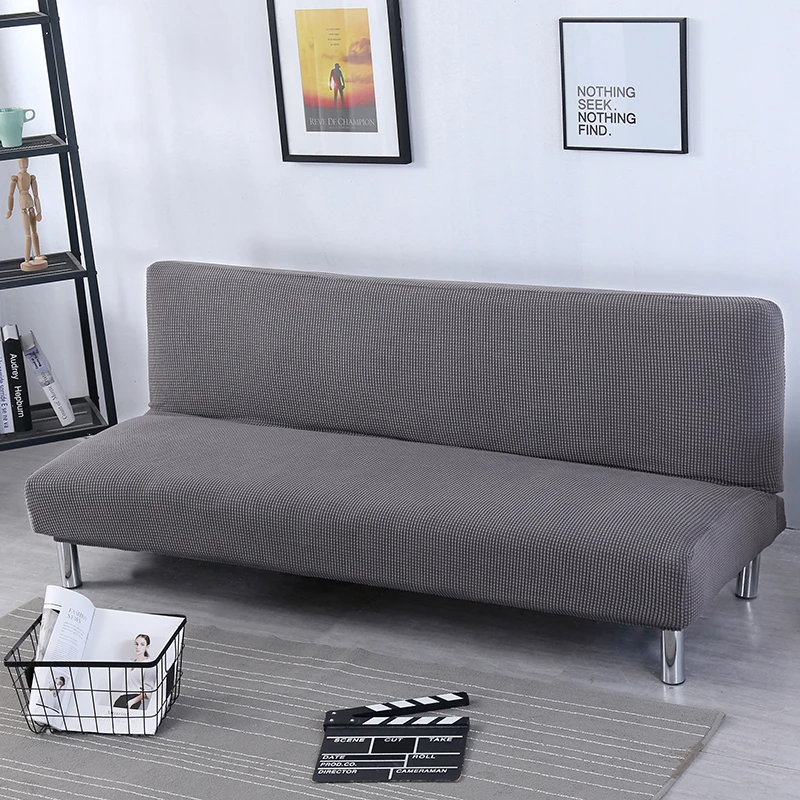 Light Grey Плюшевый чехол для дивана, однотонный чехол для дивана без подлокотника, чехлы для дивана, складной диван-кровать, чехол для дивана - Цвет: Light Grey