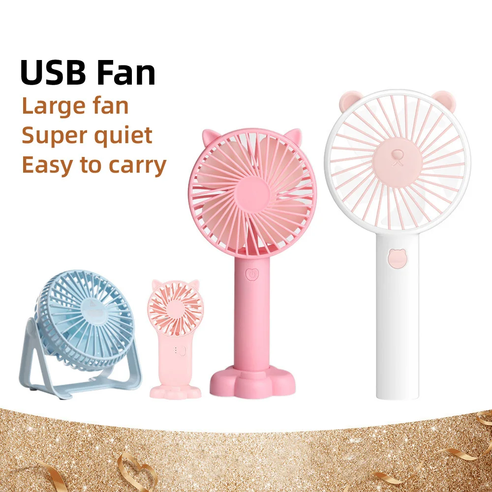 

New Handheld Pocket Cartoon Fan USB Charging Clip Lazy Desktop Mini Halter Little Fan Gift