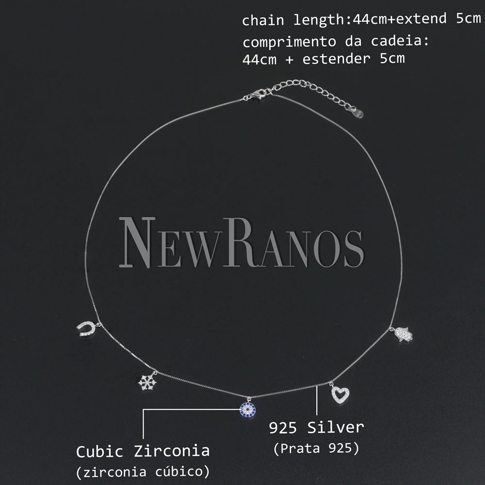 Newranos 925 пробы Серебряное массивное ожерелье на шею ожерелье в форме сердца и кулоны женские ювелирные изделия подарок
