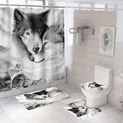 Занавеска для душа с изображением белого волка и нескользящим ковриком, занавеска для ванной s, водонепроницаемая занавеска для ванной из полиэстера с крючками, Лидер продаж