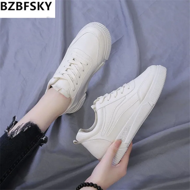 Кроссовки BZBFSKY2021 женские на платформе Повседневная Удобная дышащая обувь белые