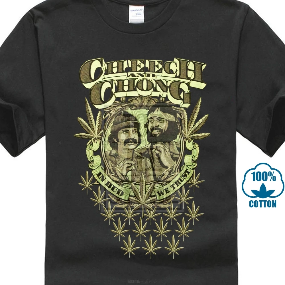 Забавная Футболка мужская новинка Женская футболка Cheech Chong In Weed We Trust модная