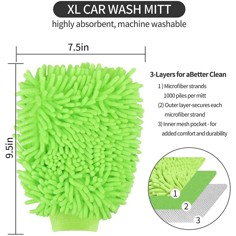 

Car Detailing Brush Set Long Handle Wheel Rim Tire Brush Detailing Brush Wash Mitt for Auto Interior Exterior Clean