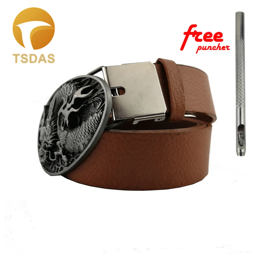 Мужская пряжка для ремня из твердой латуни с 3d-драконом металлической ковбойской