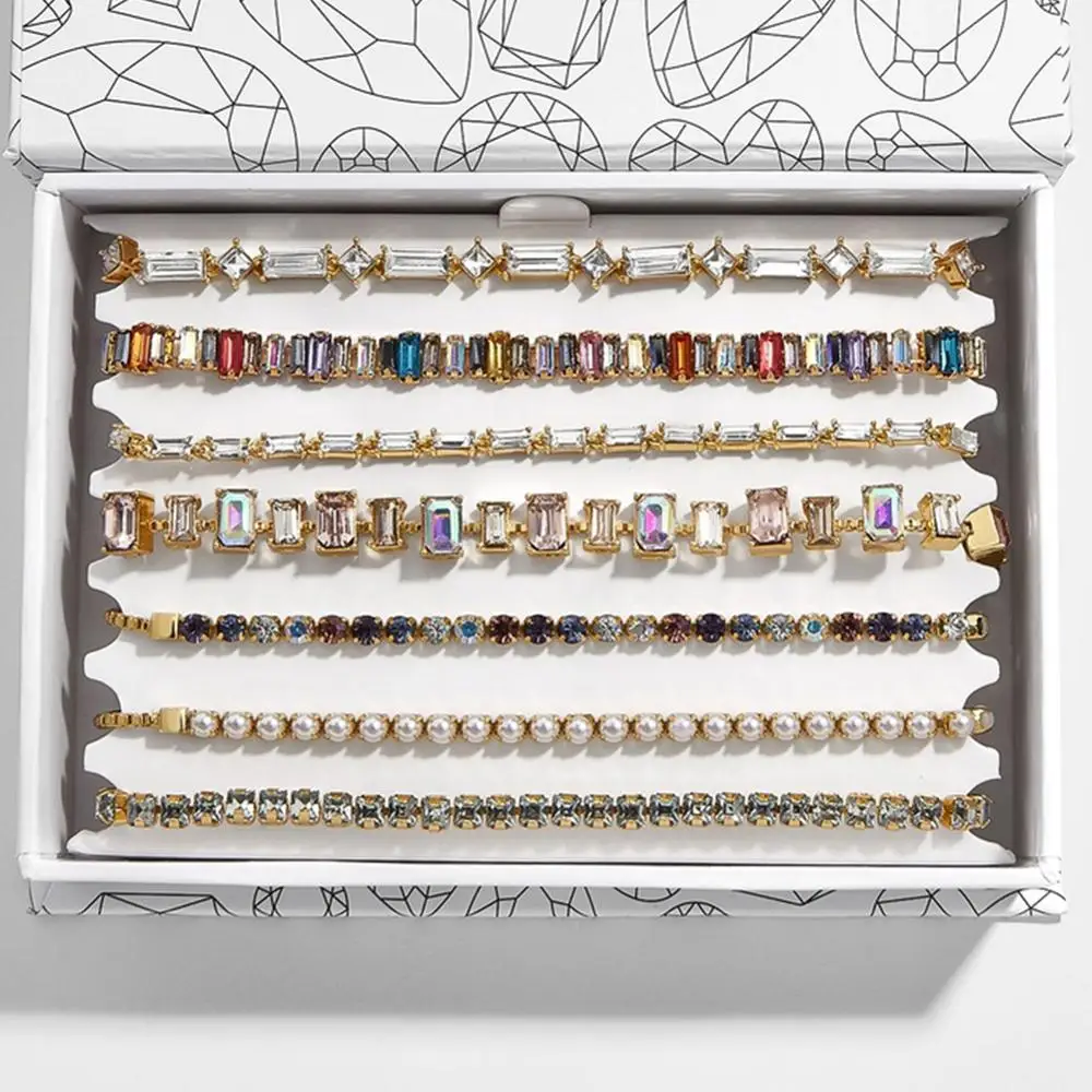 BA Цвет Кристалл инкрустированные браслет имитация жемчуга женские богемные