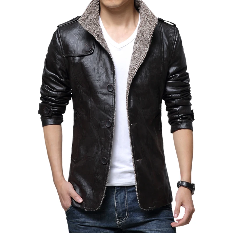 

Autumn Winter Middle-Aged And Elderly Leather Clothes Fur One Men'S Leather Jacket Large 8XL Loose Dad'S Plush Thickened Coat