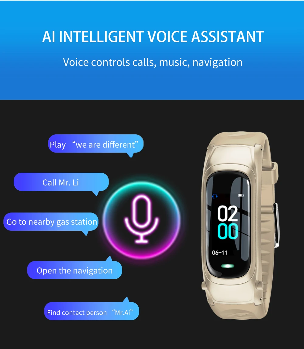 Умные часы с Bluetooth и наушником для женщин мужчин сна кровяное давление пульсометр