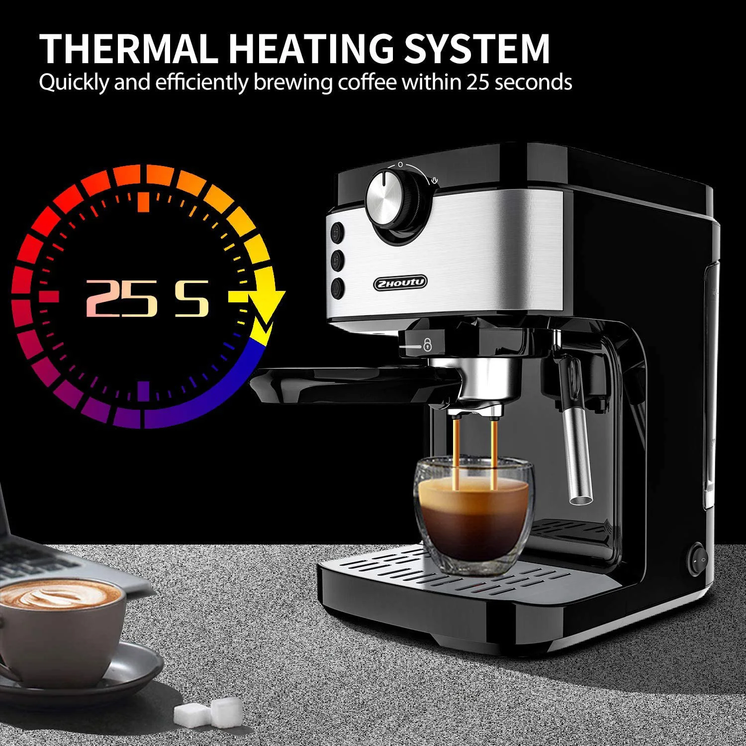 Кофеварка Zhoutu для эспрессо 19 бар Капучинатор латте и мокко капучино 1372 1633