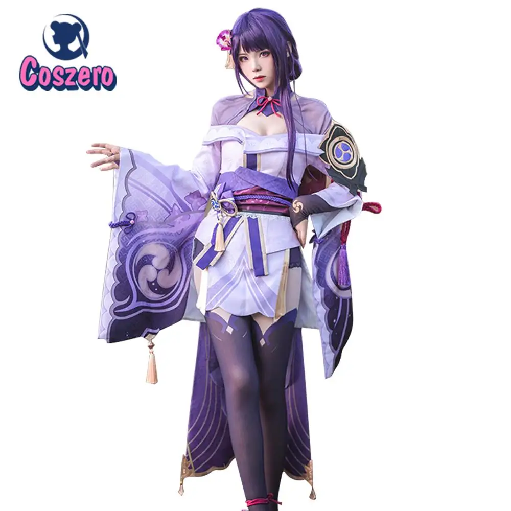 

Game Genshin Impact Raiden Shogun Cosplay Costume Party Outfit Sexy Women Uniform Dress Belt Full Set