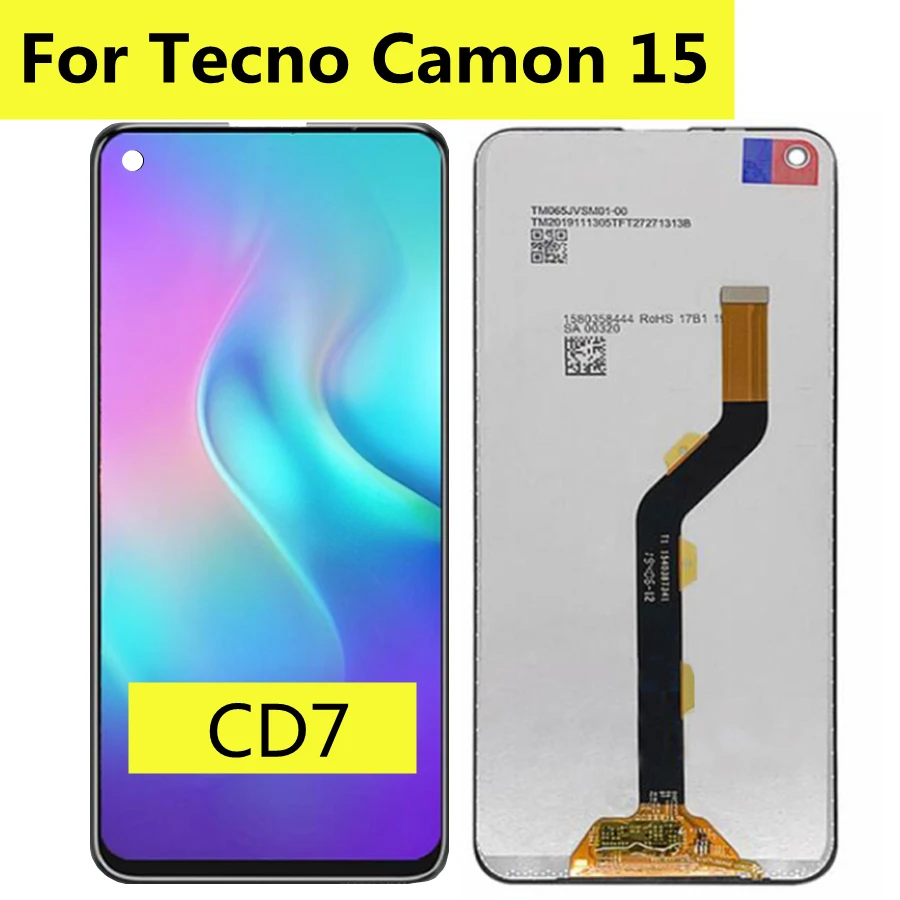 

6.6" For Tecno Camon 15 CD7 LCD Display Touch Screen Digiziter Assembly For Tecno Camon 15 LCD Screen Sensor