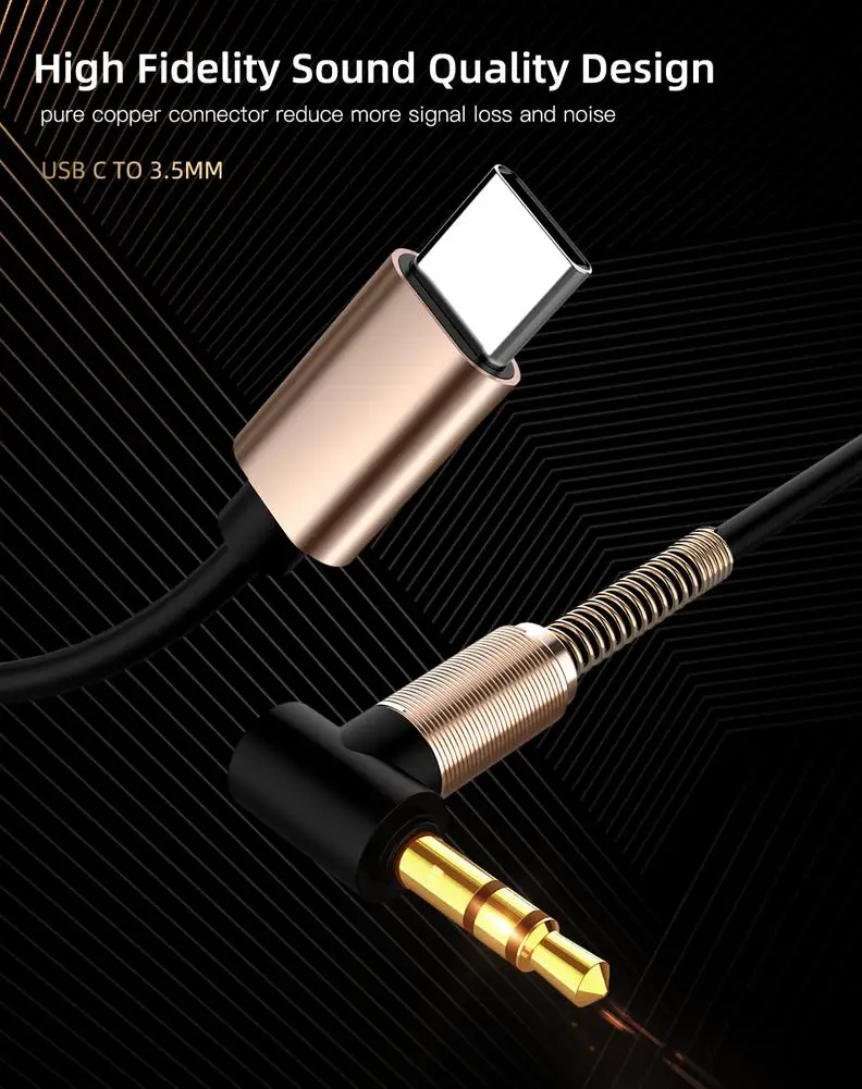 Автомобильный аудиокабель AUX для Huawei Xiaomi Samsung USB Type-C гнездо 3 5 мм кабель динамика