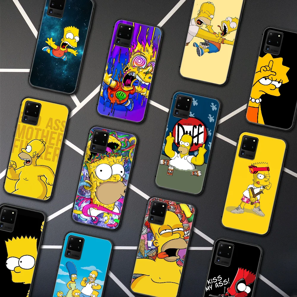 

Cartoon Simpsone Homer J Phone Case For Samsung Galaxy S 6 7 8 9 10 E 20 UITRA FE 21 Edge Note 8 9 10 Plus black Funda Soft