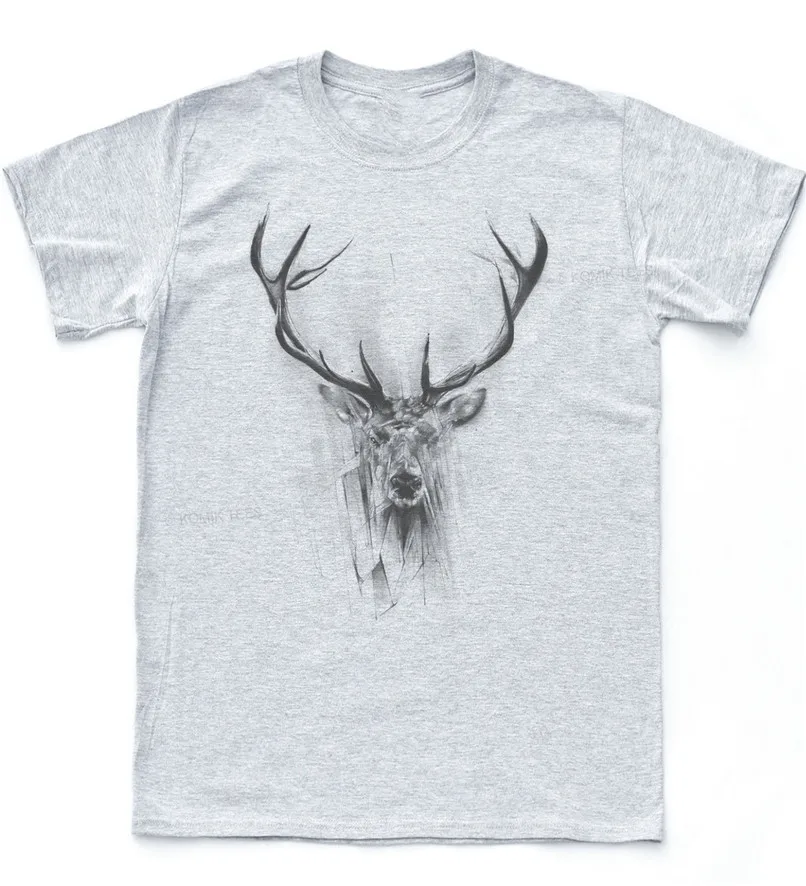 Футболка с рисунком оленя рисунок изображением животных голова чернила
