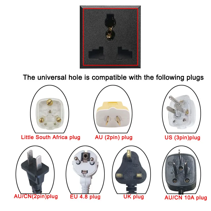 Панель из алюминиевого сплава AC 110-240V USB аудио VGA Сеть HDMI интерфейс UK/EU/US/CN электрическая розетка плата питания Китай переходник