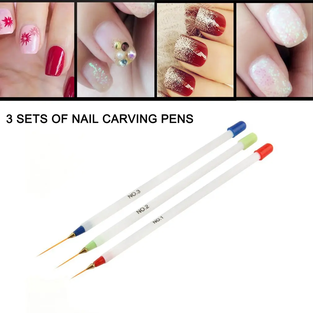 Nail Art Equipment3Pcs дизайн ногтей DIY для рисования Рисование нанесение полос Гель лак