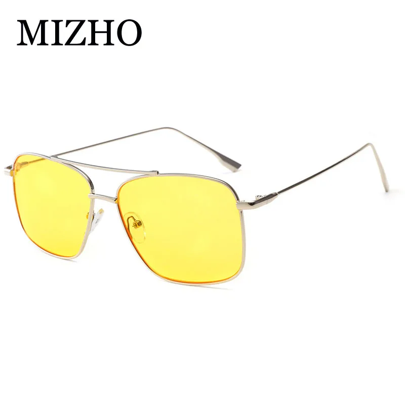 MIZHO 2022 New Metal Square Frame Yellow Sunglasses Women Trendy UV Protection Festival Fake Glasses Men Vintage Red Lens Oculos images - 6