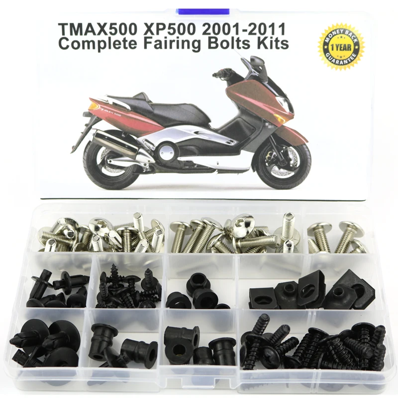 Silver Для Yamaha Tmax500 Tmax 500 2001-2011 мотоцикл Полный Обтекатель Болты комплект полный Cowling боковая крышка винтовые клипсы гайки сталь - Цвет: Silver