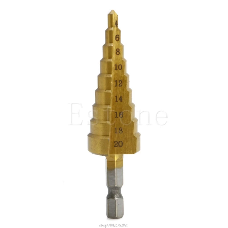 

HSS Steel Step Cone Titanium Drill Bit Hole Cutting Tool 4-20mm N16 20 Dropship