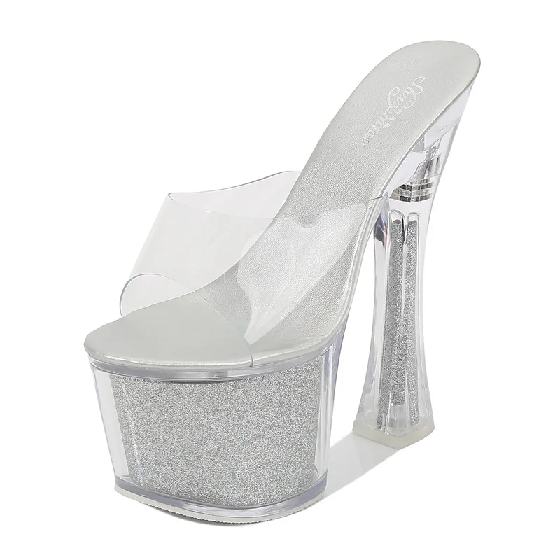 

mouth waterproof large size sandals Nightclub high-heeled shoes fish