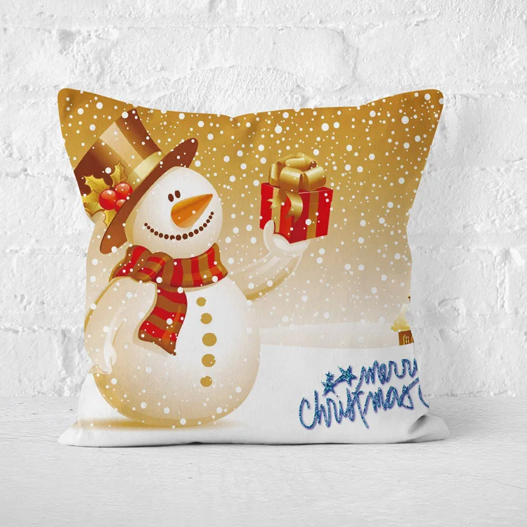 Gold Snowman 40 Рождественская наволочка Дерево Санта Клаус Снеговик животные печатная наволочка Рождество украшение для дома - Цвет: Gold Snowman