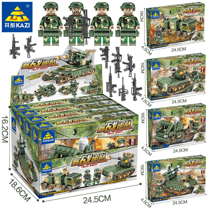 

649 pieces of military weapon system field army armored anti-air tanks building blocks set children's toys birthday gift