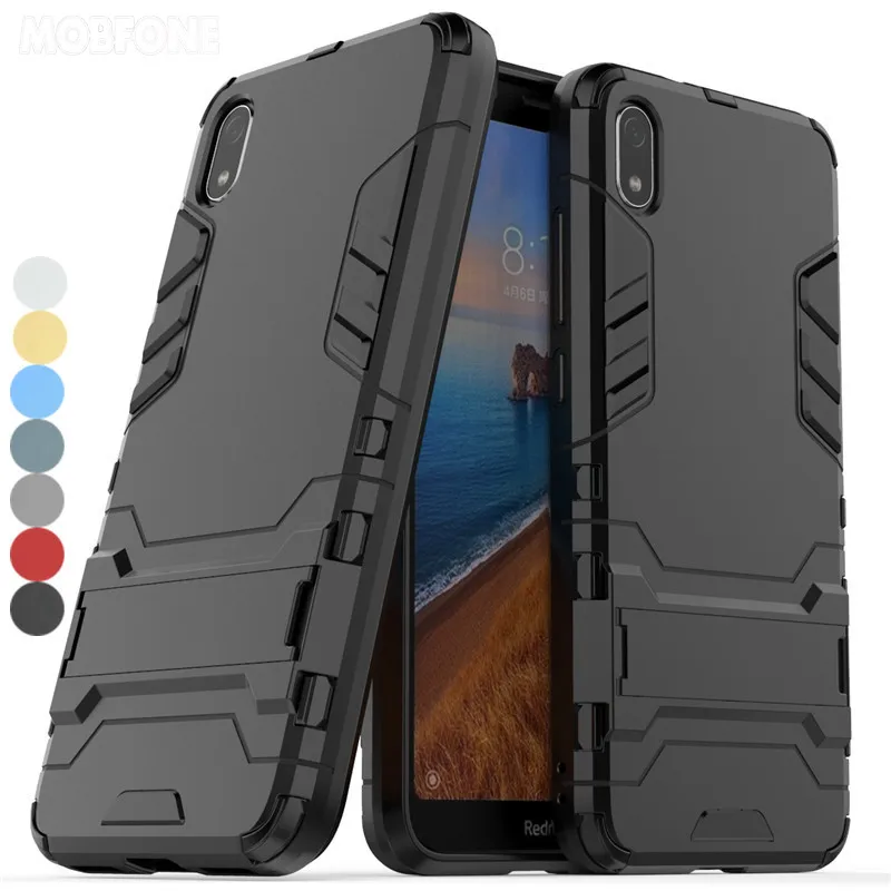 Прочный бронированный противоударный чехол подставка для Xiaomi Redmi 7 7A 8 8A задняя