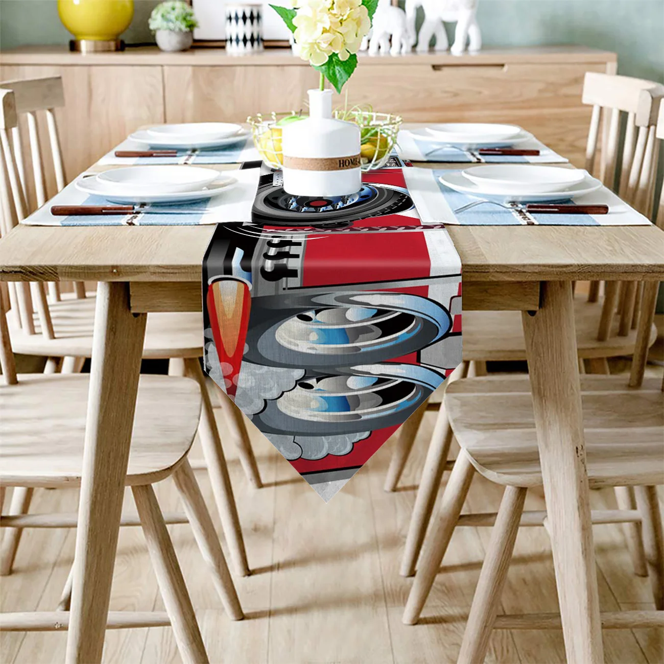 Настольные бегуны пожарная машина мультфильм современный стол кровать бегун