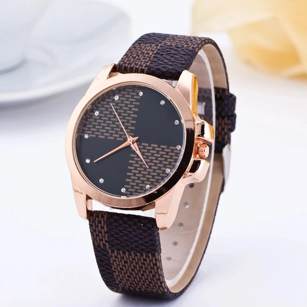 

Luxury Famous Brand Ladies Watch Fashion Women Quartz Watches Plaid Casual Clock Rose Gold Dial Dress Wristwatch Kobiet zegarka