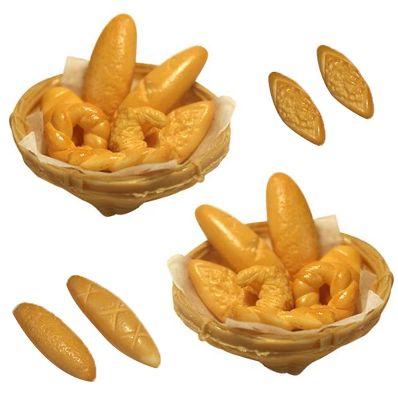 

1 set Artificial Breakfast Bread with Basket Pretend play Simulation Food Kitchen Toy Dollhouse DIY Accessories gift Baby Gift