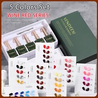vendeeni 5 colorsset red wine color gel polish for manicure soak off uv lamp hybrid varnishes set nails art nail gel polish set