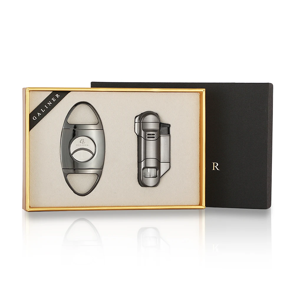 

Galiner Metal Cigar Lighter Torch Jet Flame Lighter Gas Tobacco Cigarette Lighter Cigar Cutter Gift Set Sharp Cigar Guillotine