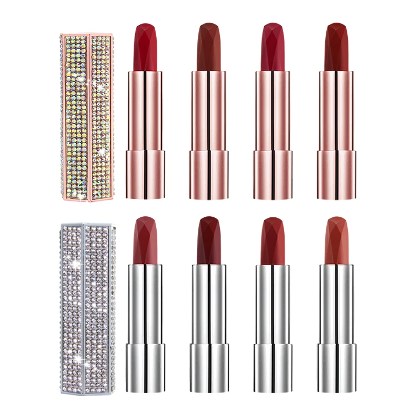 

New NOVO Starry Diamond Shinny Lipstick Matte Waterproof Long lasting Mouisture Velvet Lip Makeup Nude Silky Touch Cosmetics