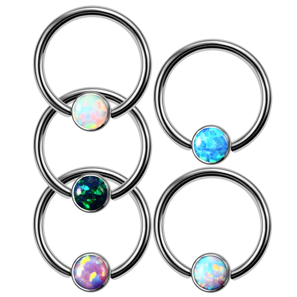 

1Pc 16G Titanium Septum Ring Piercing Nose Ring BCR Gem Closure Lip Earrings CBR Helix Tragus Piercing Body Jewelry for Women