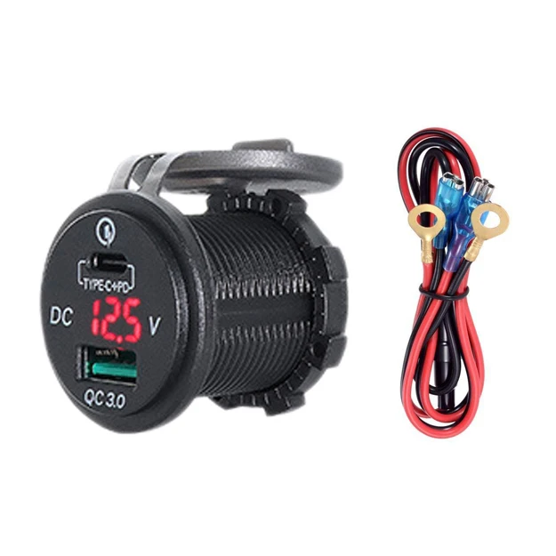 Двойной USB Зарядное устройство гнездо адаптера с светодиодный вольтметр