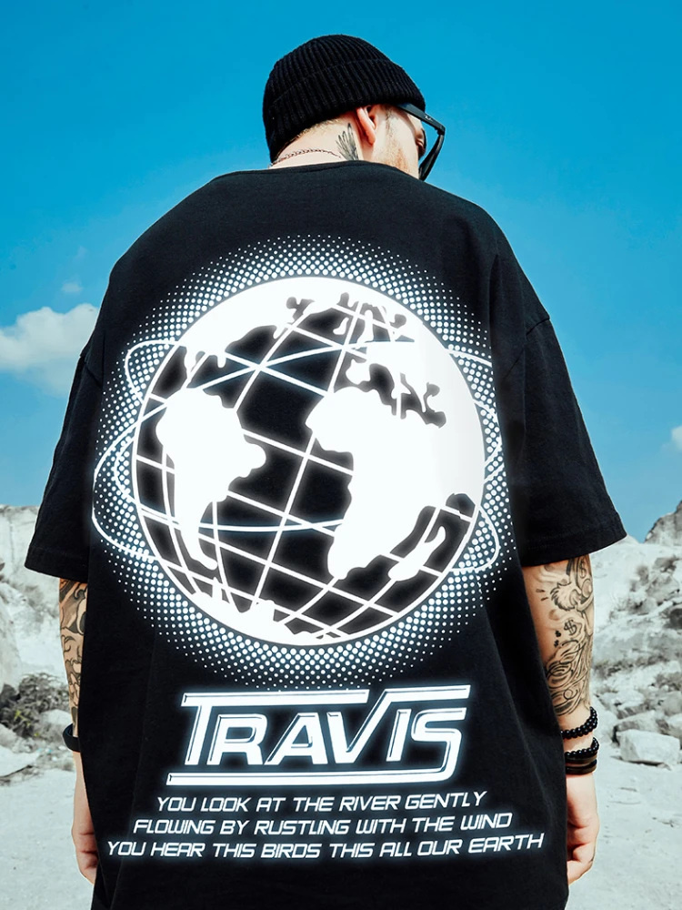 

Summer New Couple 3M Reflective Loose Short-sleeved T-shirt Trendy Men's Plus Size Men's Clothing