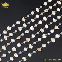 5meters sale white pearl beads chains jewelrymix rondelle stone beads rosary chainsfaceted glass beads gold chains findings