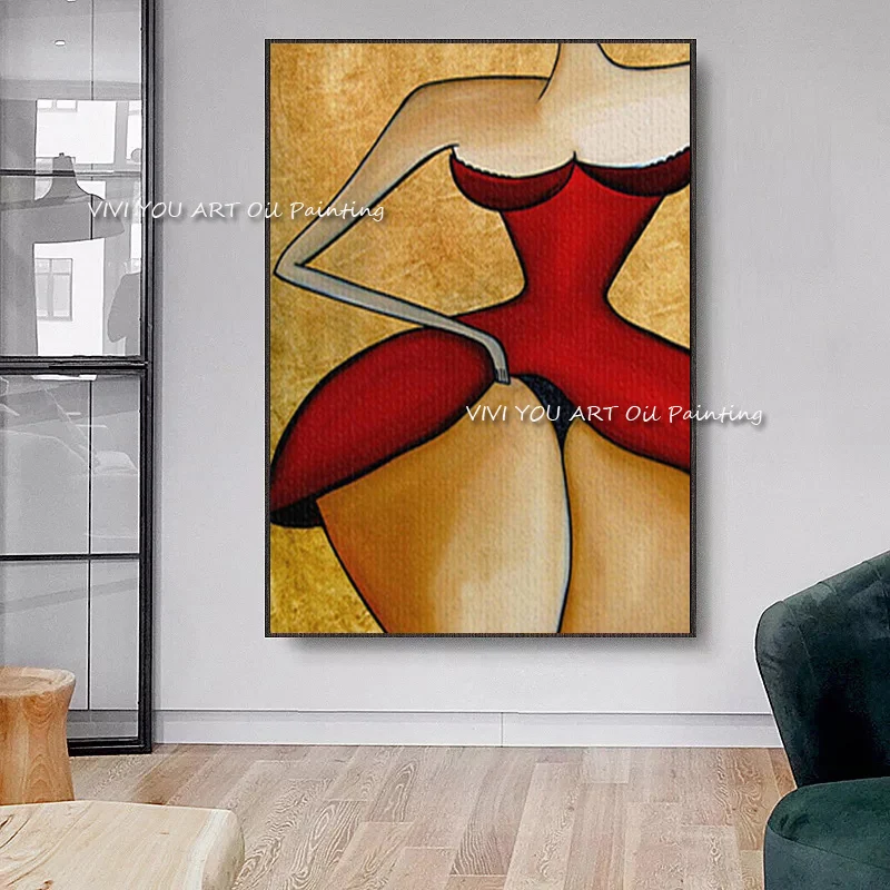 Большая цветная картина Расписанная вручную абстрактная Обнаженная маслом на