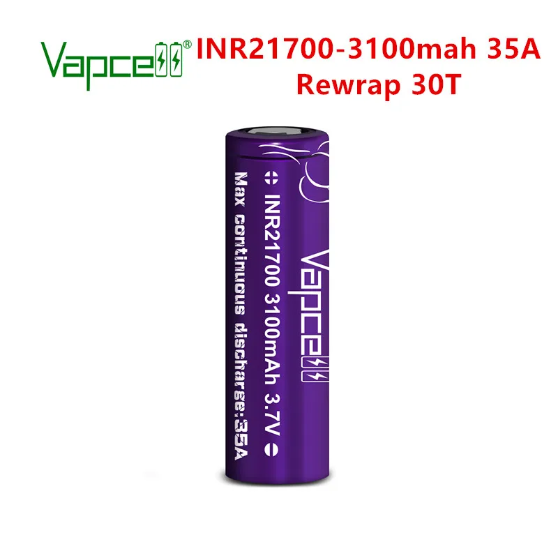 Бесплатная доставка Vapcell оригинальный мощный 21700 3100 мАч 35A перезаряжаемый