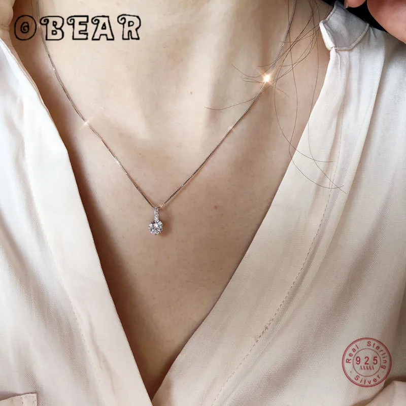 Женское Ожерелье из циркона OBEAR ожерелье 100% стерлингового серебра 925 пробы