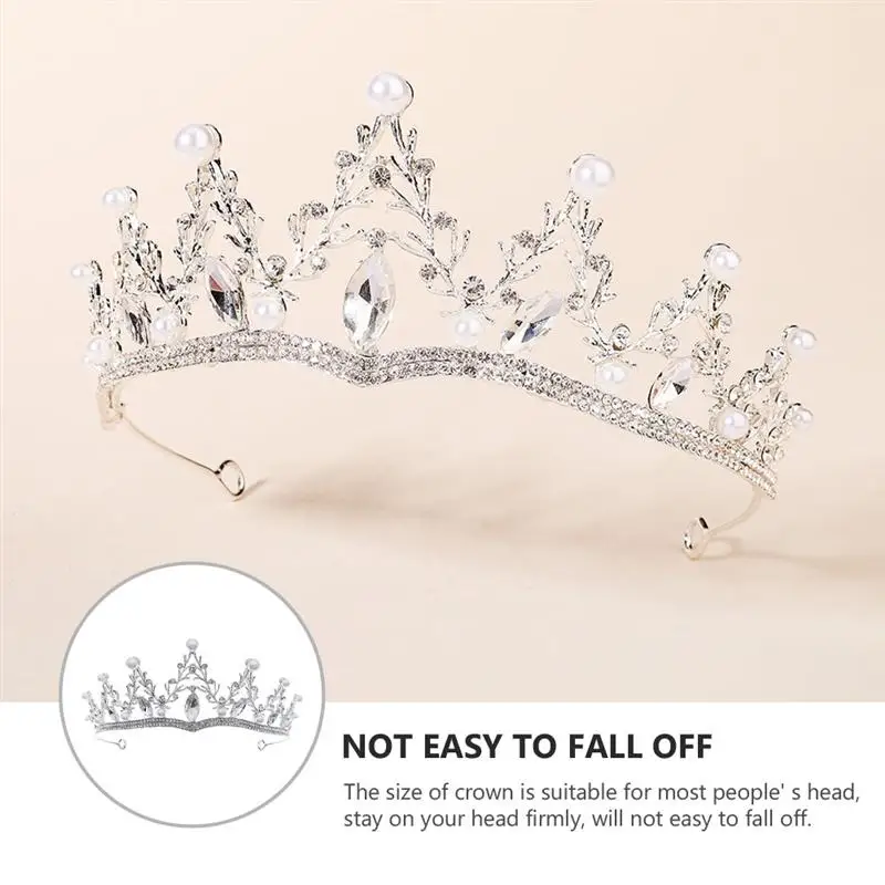 

1Pc Pearls Crown Wedding Bridal Bridesmaid Headdress Costume Props Hair Accessory