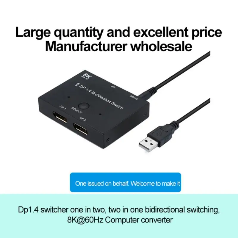 

Разветвитель Displayport 8K DP 2021, 2 порта, два направления, 8K @ 60 Гц, 4K @ 1,4 Гц, преобразователь Ultra HD 8K 3D HDCP для KVM Switch, 144