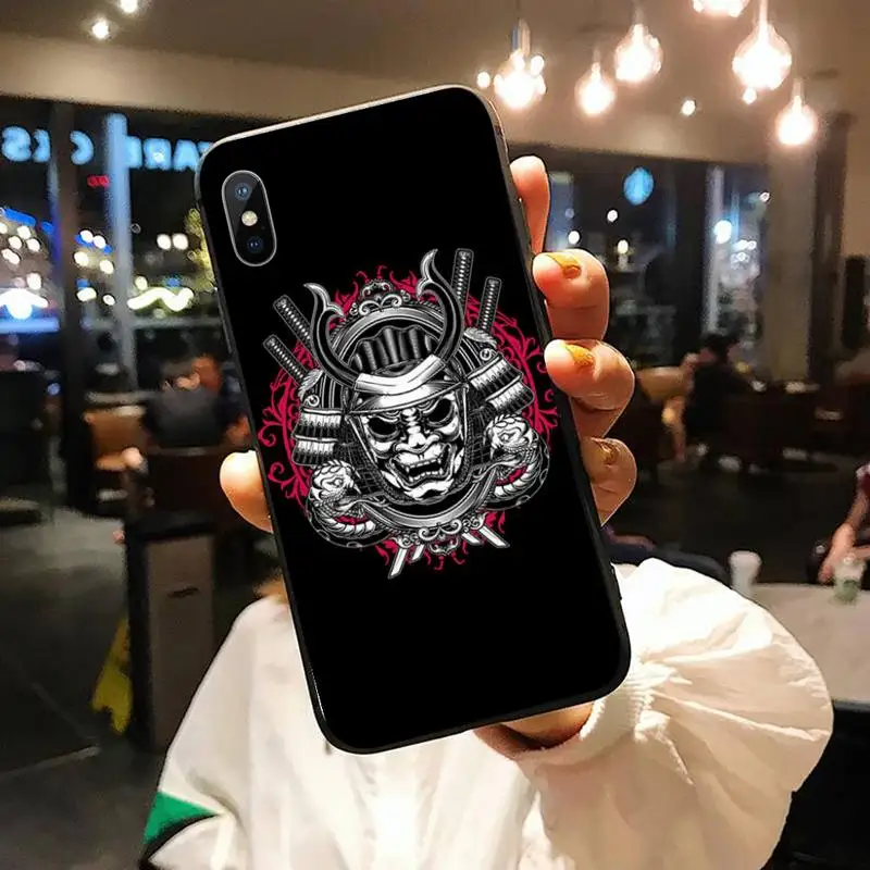 

samurai oni mask pattern high quality luxury Phone Case funda for iPhone 11 12 pro XS MAX 8 7 6 6S Plus X 5S SE 2020 XR