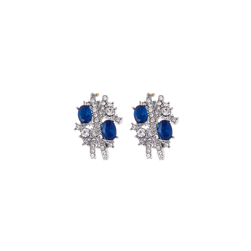 

New fashion luxury blue zircon cross earrings female charm romantic wedding accessories holiday gifts wholesale