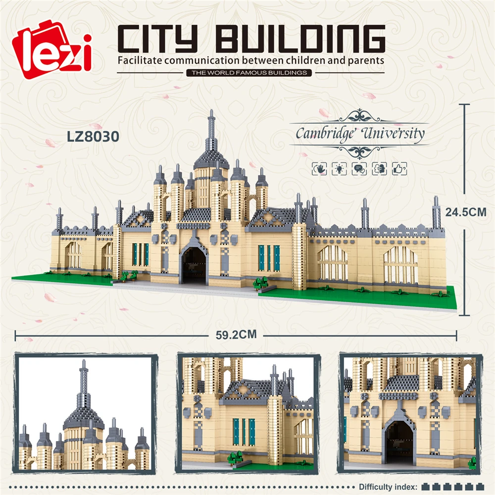 Строительные игрушки Lezi LZ8030 LZ8031 всемирно известная школьная архитектура