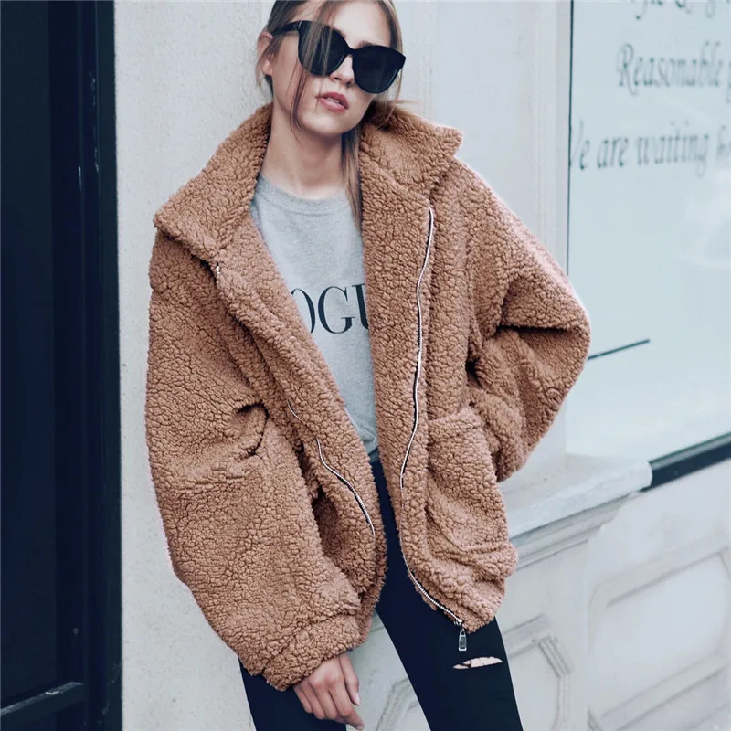 Elegant Faux Fur Coat Women 2019 Autumn Winter Thick Warm Soft Fleece...