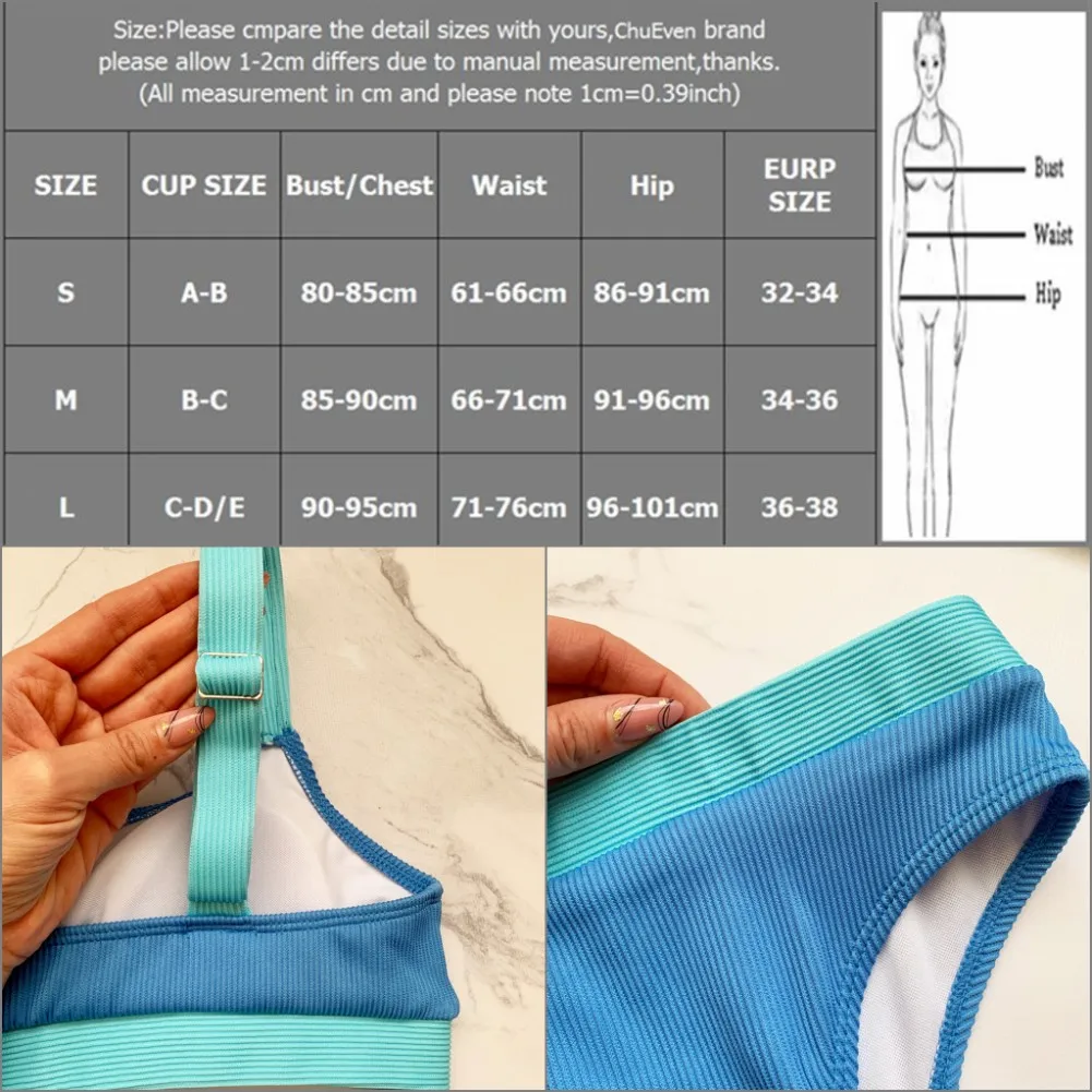 

High Waist Bikinis 2021 Swimsuits Bandeau Swimwear Women Splicing Biquini Beachwear Sports Ribbed Bathing Suits Bikini set New