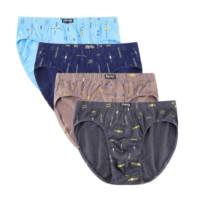 5Pcs/Lot Briefs Men'S Underwear Cotton Mid-Waist Comfortable Breathable Sports Printing Men'S Large Size Youth Briefs