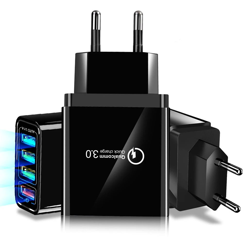 Устройство зарядное сетевое с 4 USB-портами и поддержкой быстрой зарядки |