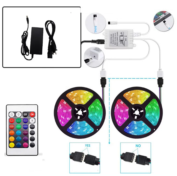 Светодиодная лента RGB 5050 2835 SMD 12 В с поддержкой Bluetooth водонепроницаемая